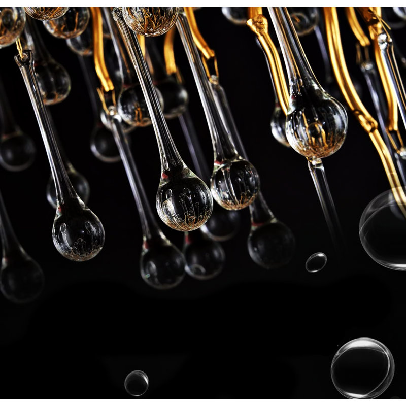 Iqarar 15 - Light Teardrop Modern Linear Chandelier with Crystal Accents