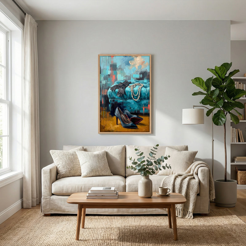 Ensemble d'une élégante toile murale sur le thème de la mode, 24"H x 18"W, Natural