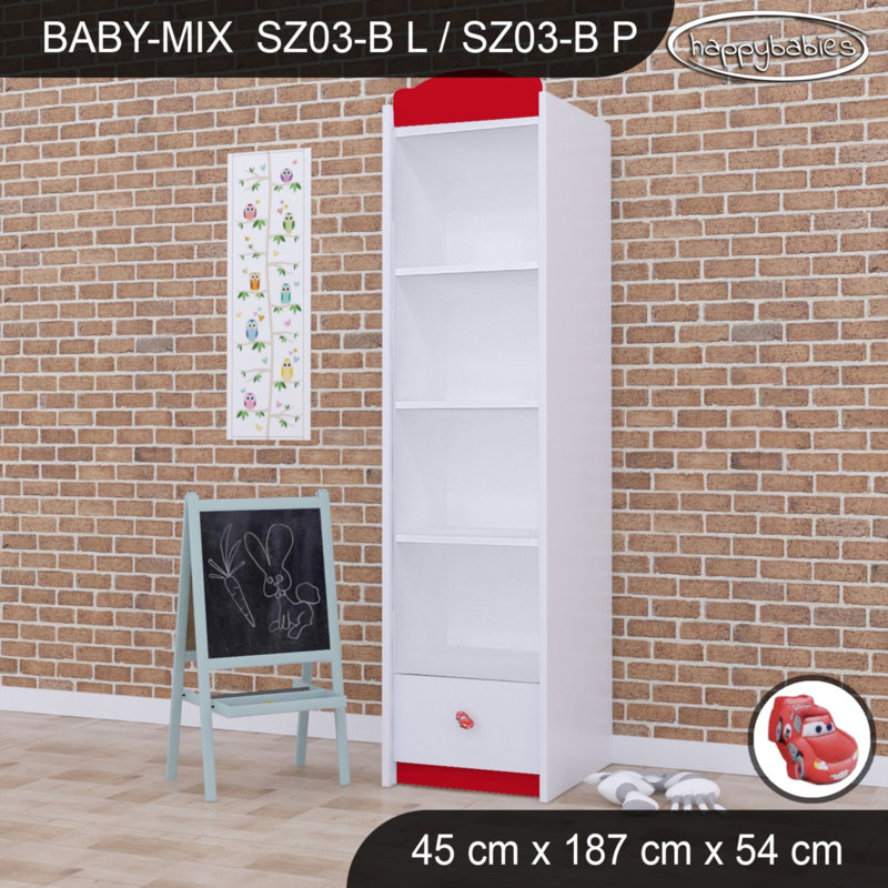 Baby Mix Car 1 Door Wardrobe, White