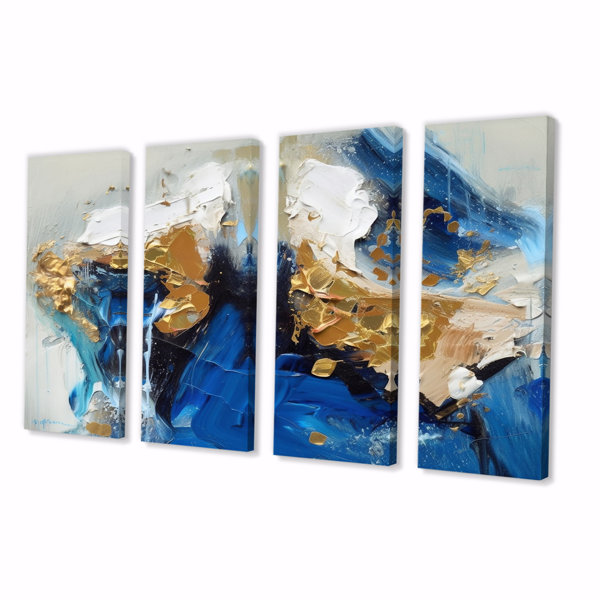 Mercer41 Indigo Awakening Abstract In Blue And Gold II On Canvas 4 ...