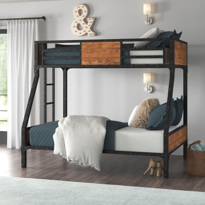 Jazmone Metal and Wood Bunk Bed with Attached Ladder