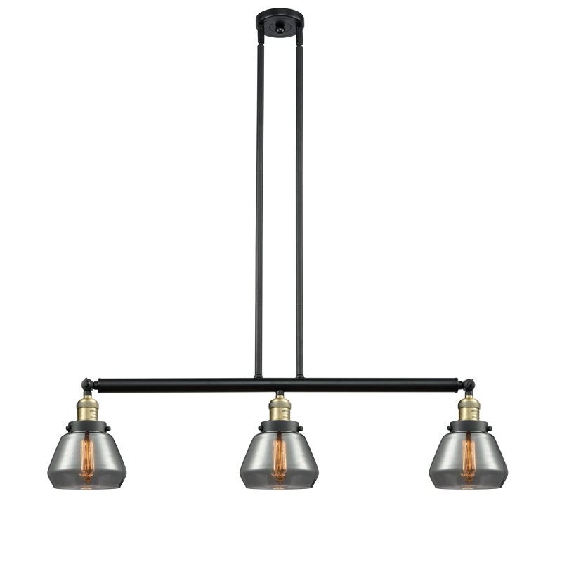 Luminaire suspendu linéaire à 3 lumières pour îlot de cuisine Leininger, Plaqué couleur fumée, Laiton antique noir