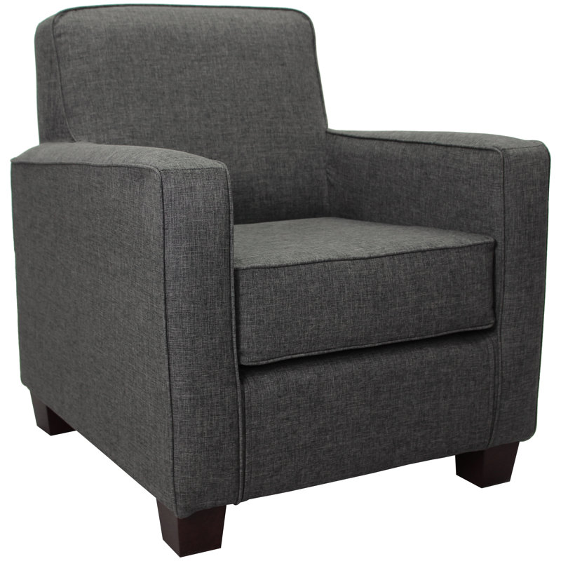 Upholstered Armchair, Jitterbug Grey Performance Basketweave