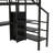 Full-Size Metal Loft Bed with Desk, Storage Staircase, Built-in Wardrobe, and Adjustable LED Lighting