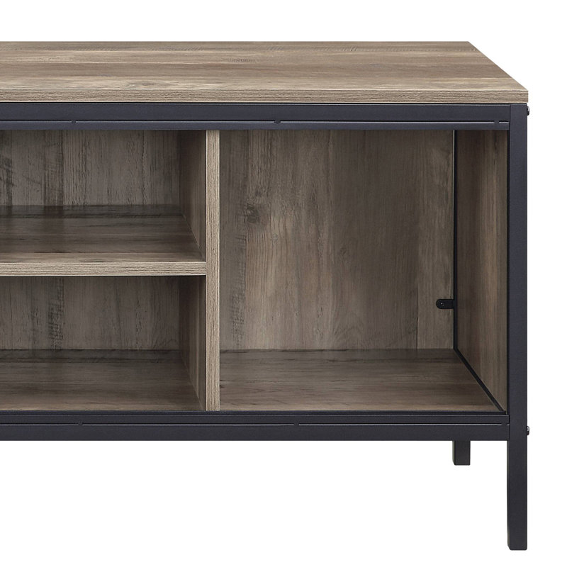 Hadlei Rustic Oak and Black TV Stand with 1 Sliding Door