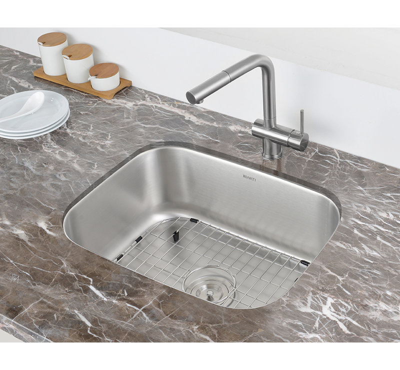 Ruvati 23" Stainless Steel Undermount Kitchen Sink with Grid