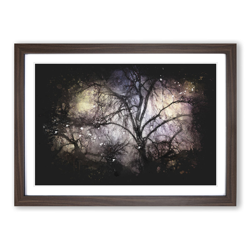 Weeping Willow Tree - Picture Frame Graphic Art Print on MDF, Walnut Framed, 45cm H x 63cm W x 2cm D