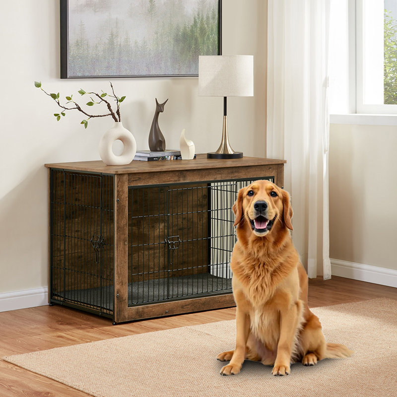 Furniture Style Dog Crate With Mat, Large (31.3" H x 29.5" W x 44" D)