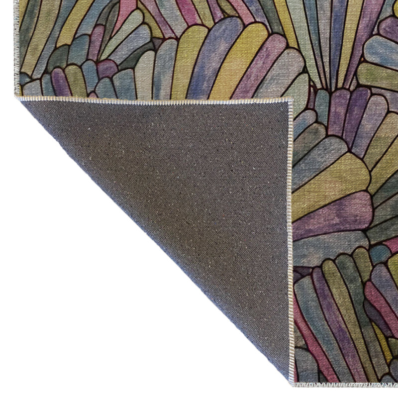 Mira Multi-Colored Mixed Shape Abstract Patterned Creative Modern Decorative Rug, Rectangle 3'3.37" x 4'11.06"