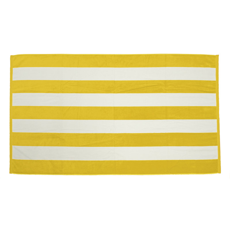 100% Cotton Midweight Beach Towel, Yellow / White