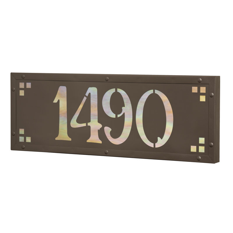 Plaque d'adresse murale personnalisable 120 V pour 4 numéros, Bronze thermolaqué / or, Oui