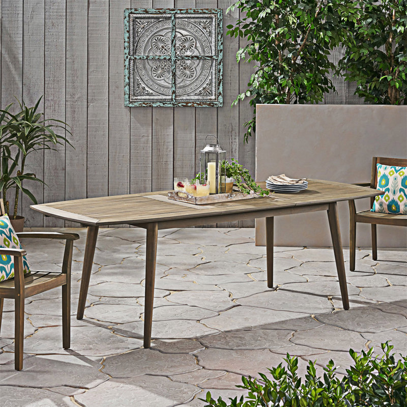 Table de salle à manger d'extérieur en bois extensible, Gris