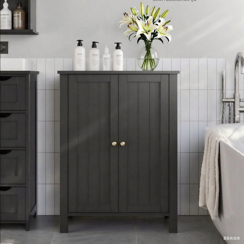 Laken 31.4" H Freestanding Storage Cabinet,With Adjustable Shelves, Black