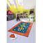 Tapis rectangulaire en velours tissé à la machine bleu / orange-1209244225