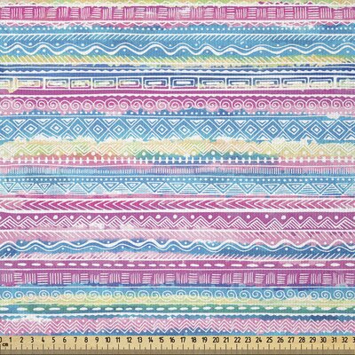 Tribal Fabric By The Yard, Watercolor Tie Dye Effect Art Stripes Aquatic Theme Bohemian Aztec Print -  East Urban Home, DAEA1E99C6F042FEB7E019B4BACEF0F6