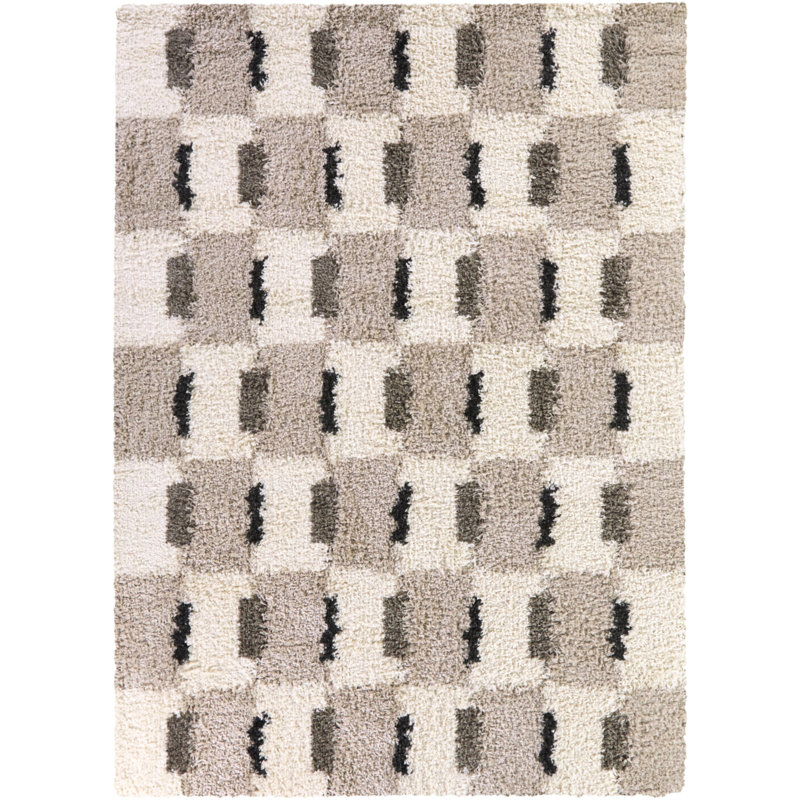 Tapis taupe à poils longs Kelch, Rectangle 5 pi 3 po x 7 pi