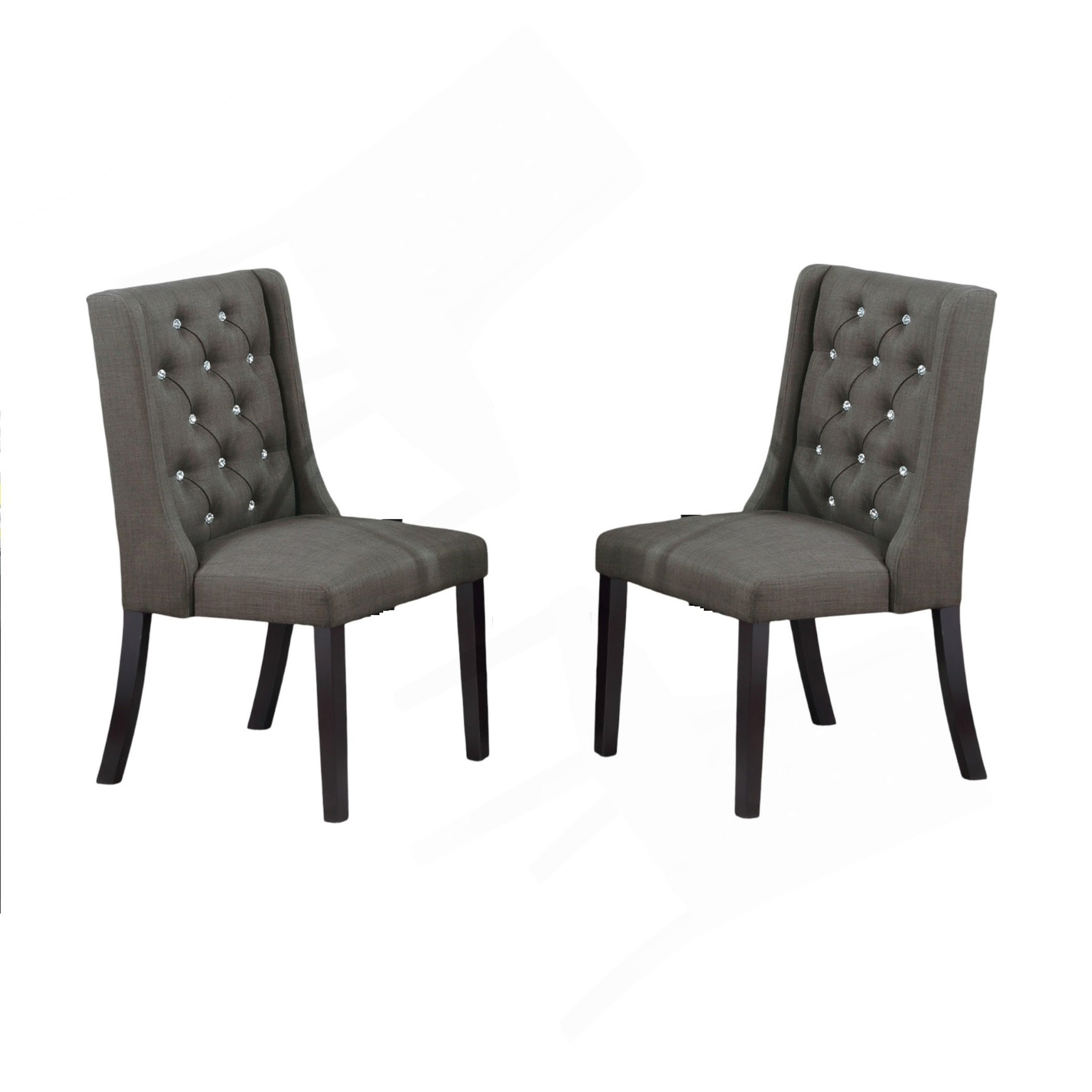 Mercer41 Modern Fabric / Polyfiber Ash Black Tufted Set Of 2 Chairs ...
