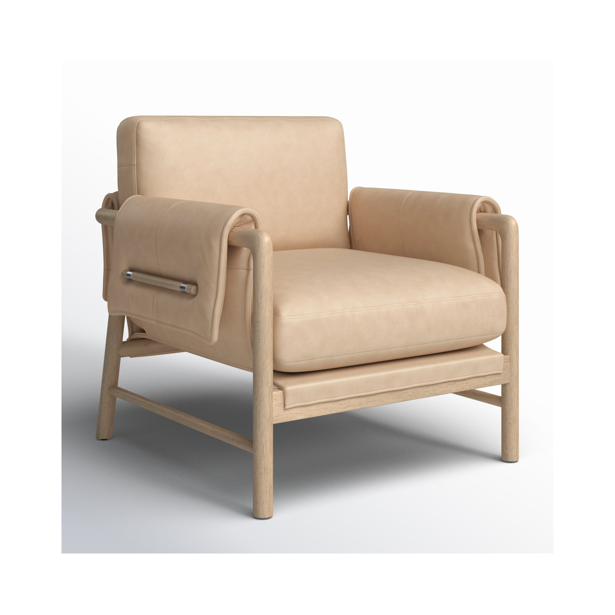 Kodie Upholstered Armchair, Palermo Nude Genuine Leather