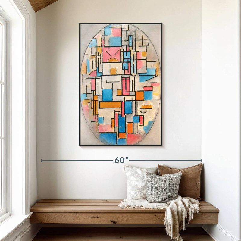 Composition In Oval With Color Planes I, 31" X 46", Floating Frame Black