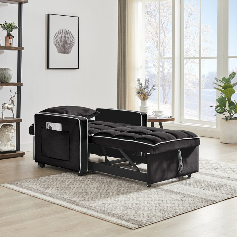 Fauteuil-lit trois-en-un, fauteuil inclinable moderne pliant réglable et lit simple pour adultes, conception noire peu encombrante