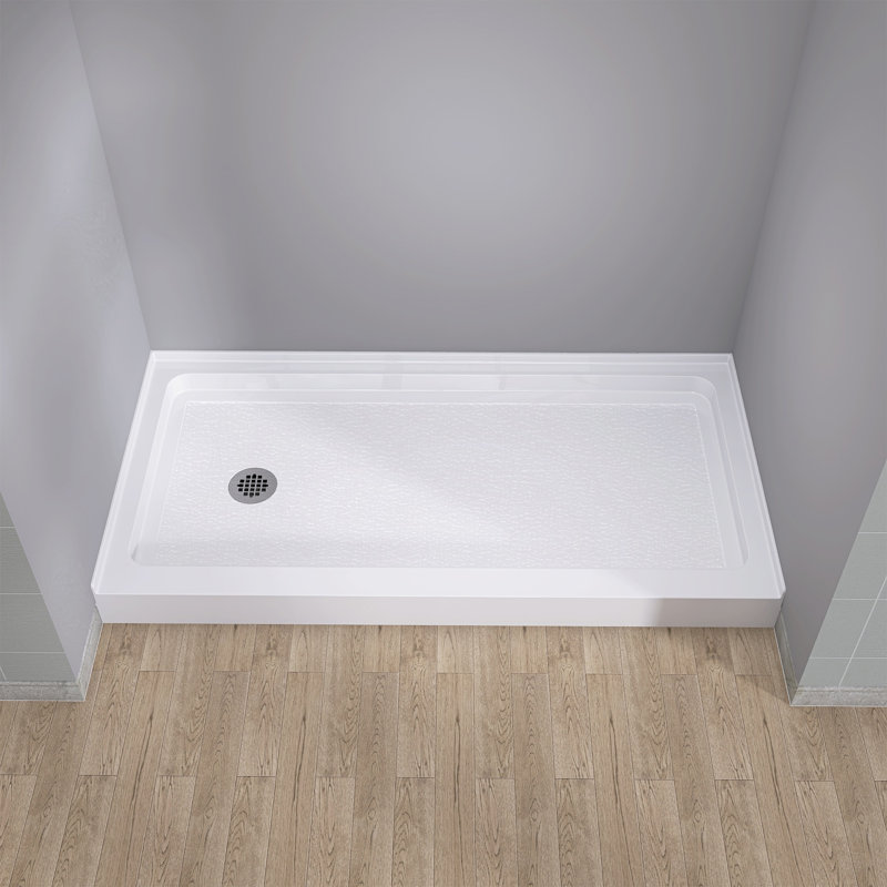 Base de bac de douche 60 "x 30" à seuil simple en blanc avec drain à gauche