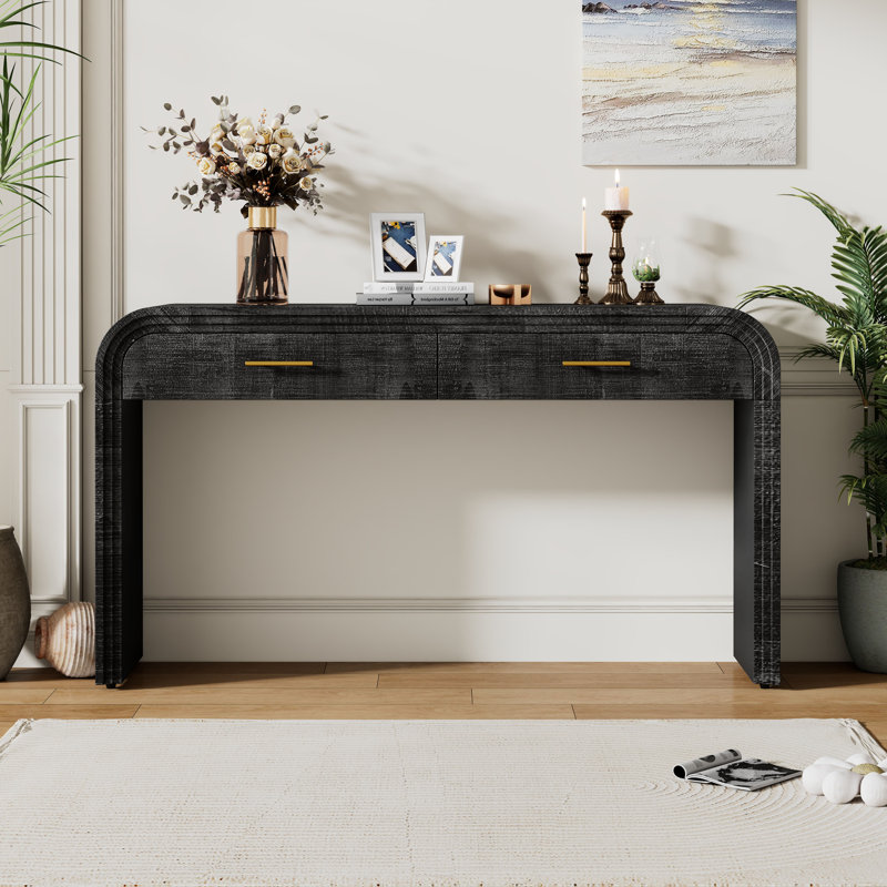 59.03" Console Table, Antique Black