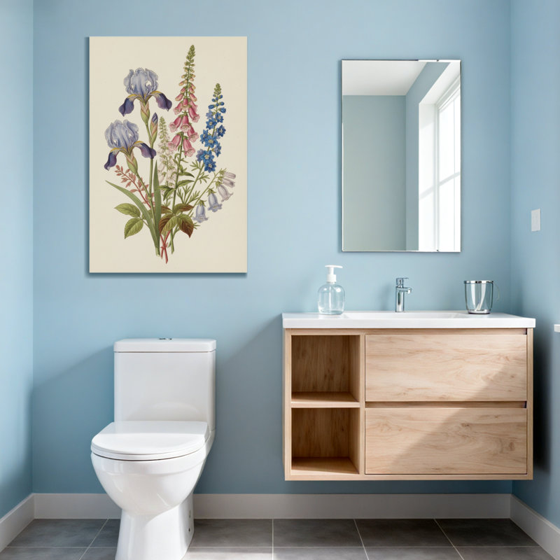 Arrangement floral de plantes et de fleurs avec iris et delphinium, H 36 po x l 24 po