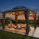 Outdoor Aluminum Hardtop Gazebo equipped with a double-layer roof, curtains, and mosquito net