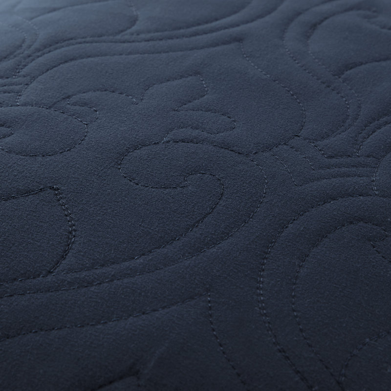 Becky Cameron Damask Pattern Lightweight Quilted Coverlet Set, Navy, King/Cal. King Coverlet + 2 King Shams