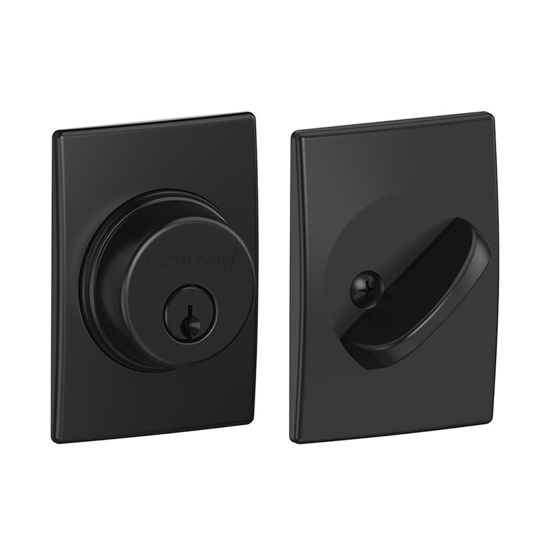 Single Cylinder Deadbolt with Century Trim, Matte Black