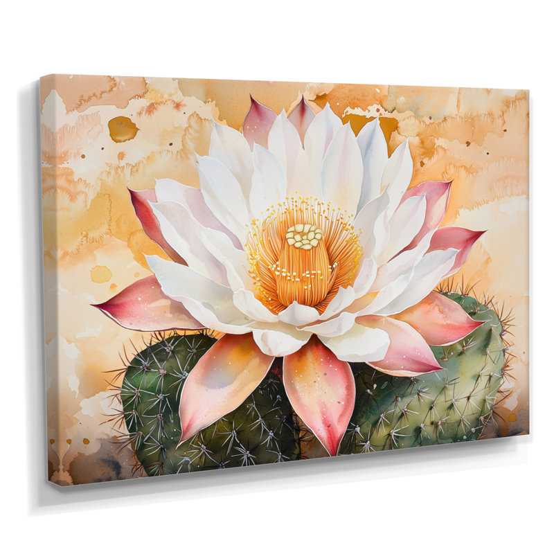 Décoration murale fleur de cactus du désert du Nevada - Cactus floral, H 12 po x l 20 po, Toile tendue, Ne s’applique pas