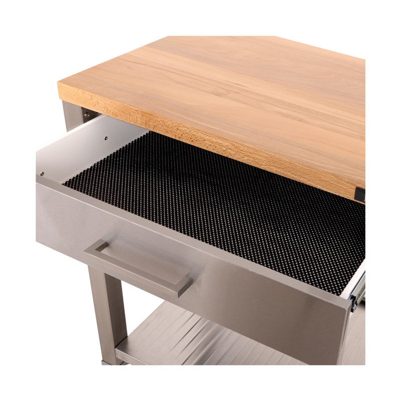 Stainless Steel and Wood Kitchen Cart with Storage