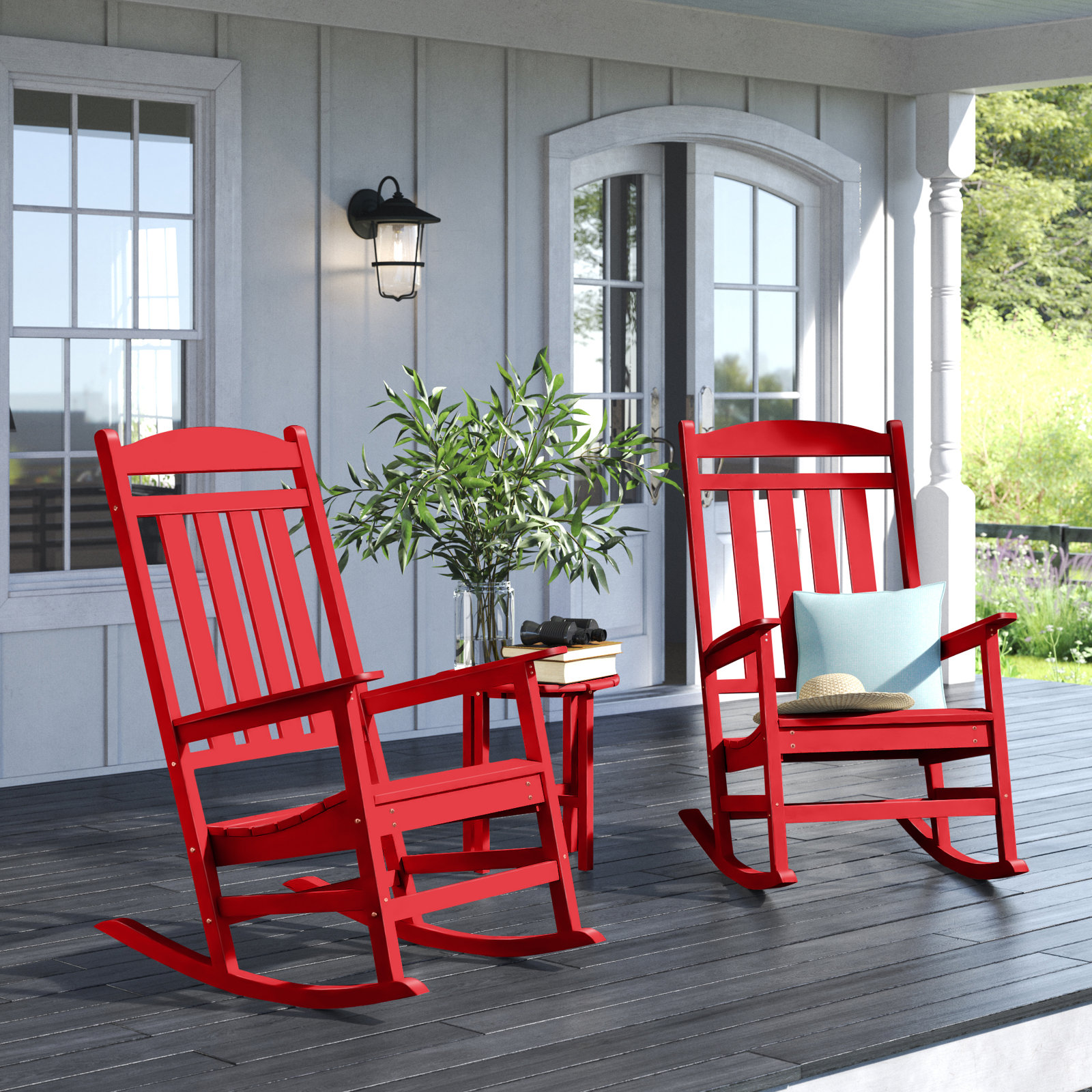 POLYWOOD® Rocker 2-Person Patio Seating Group, Sunset Red