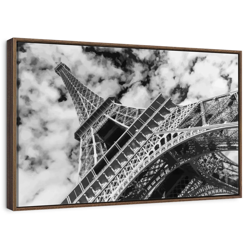 Eiffel Tower Cloudscape, Floating Frame Walnut, 43" X 29"