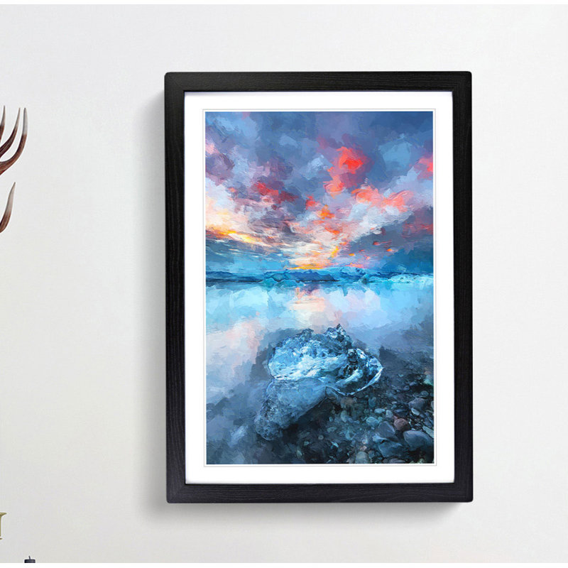 Iceland View in Abstract - Framed Print, Black, 91cm H x 60cm W x 2cm D