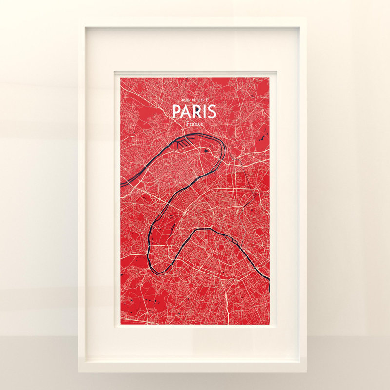 Paris City Map in Nautical 1 Piece Wall Art, 17cm H x 11cm W x 0.05cm D
