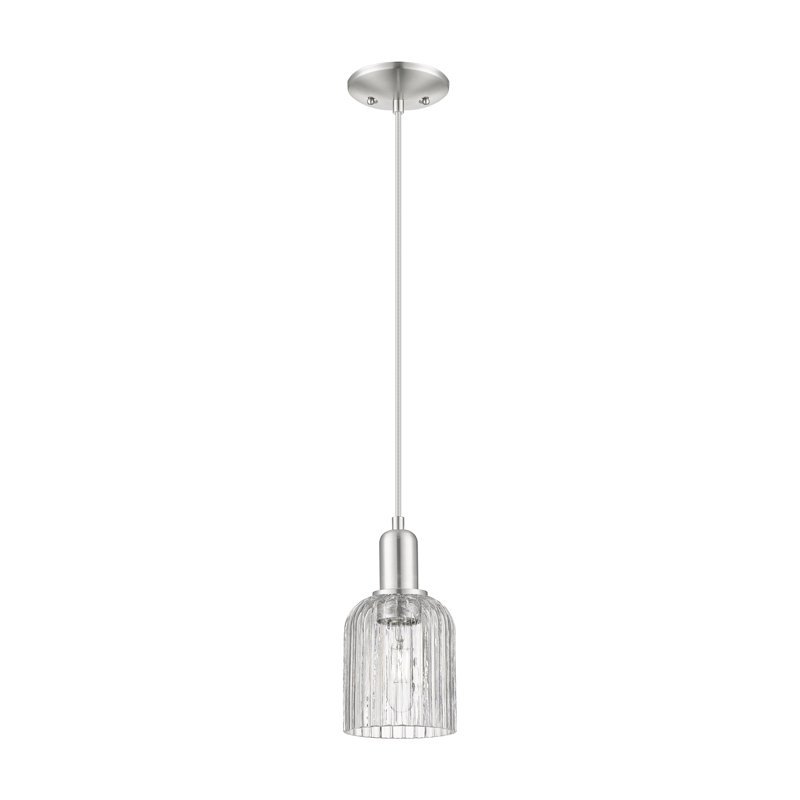 Mini luminaire suspendu suspendu 1 lumière Downtown, H 10 po x l 5 po x P 5 po, Clair, Laiton antique / noir mat