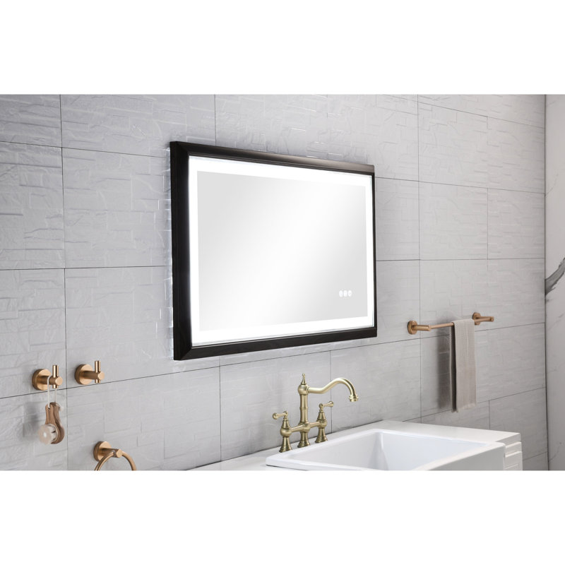 Miroir de salle de bain multifonctionnel avec lumières DEL - Contrôle tactile intelligent, température de couleur réglable, désembuage, brun, aluminium, P 40 po, l 24 po, H 1,5 po, meuble-lavabo multifonctionnel de 21,1 lb