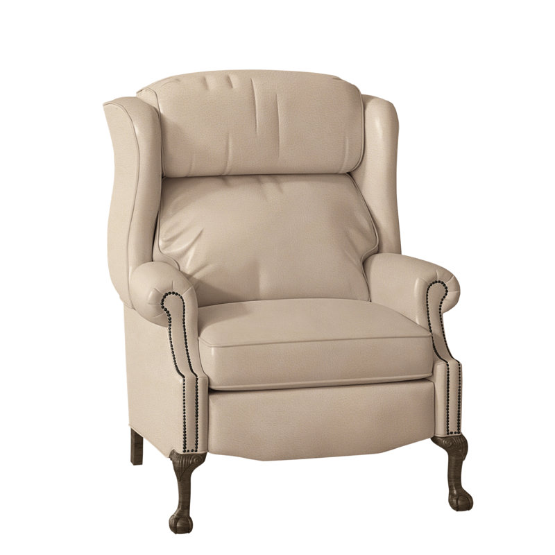 Fauteuil inclinable en cuir Maxwell, Cuir véritable gris clair délavé Aline, Pavées, Manuel