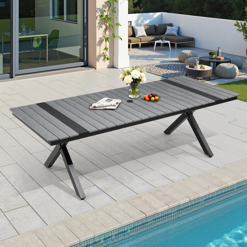 Table de salle à manger pour l'extérieur 8-12 personnes, H 29,3 po x l 94,3 po x P 40,47 po, Noir