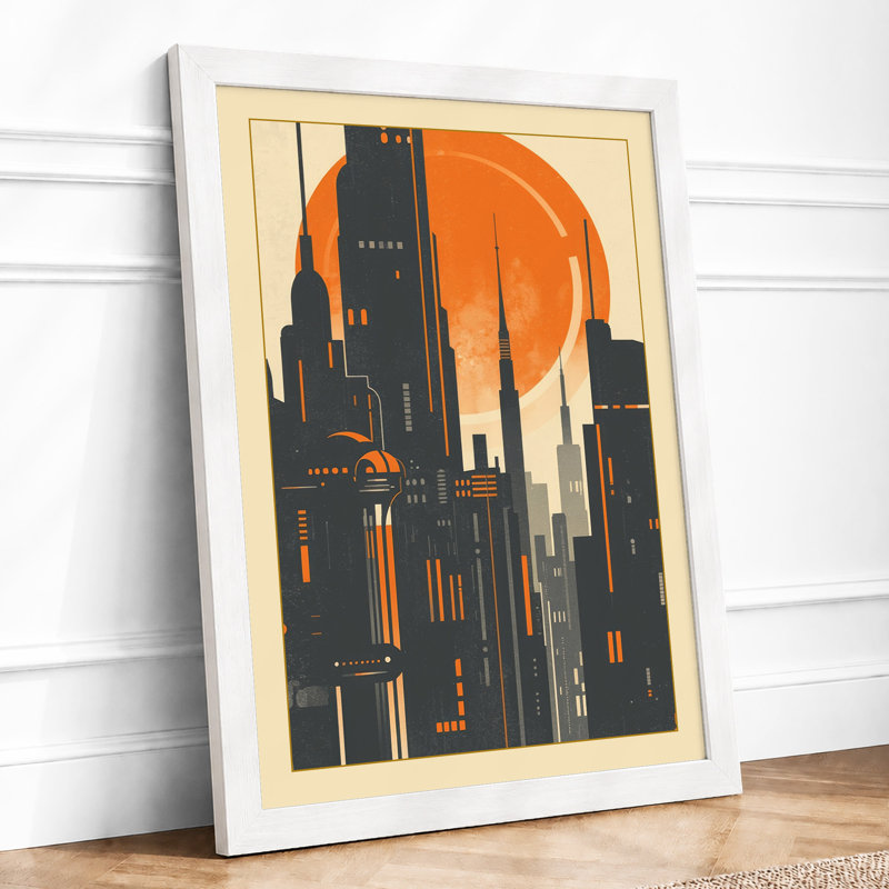 Skyline Art Deco - Framed Print, A1 - 84.1 x 59.4 cm, White