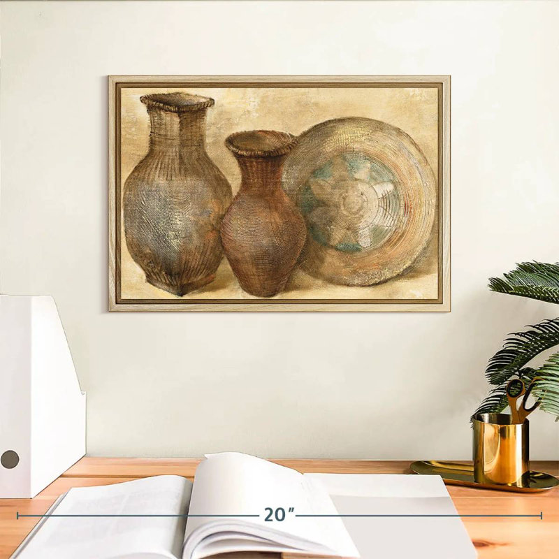 Vaisseaux tissés II, Cadre flottant en bois naturel, 13 po x 9 po