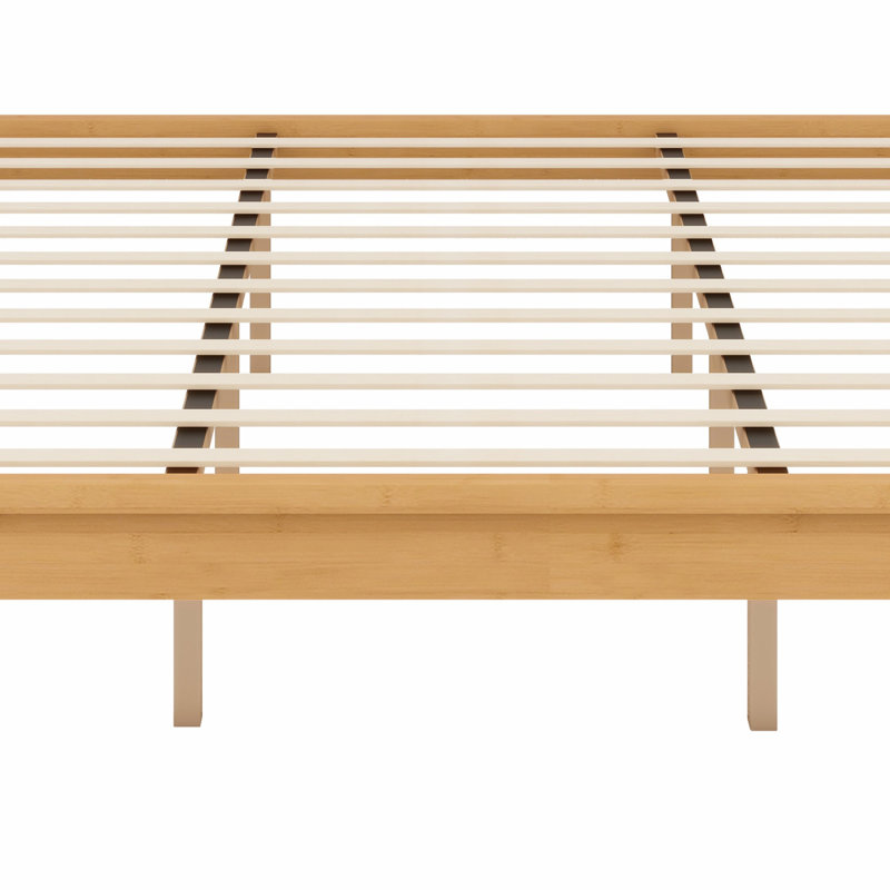 Structure de lit plateforme en bois robuste avec support en lattes de bois, sans sommier, assemblage rapide et facile