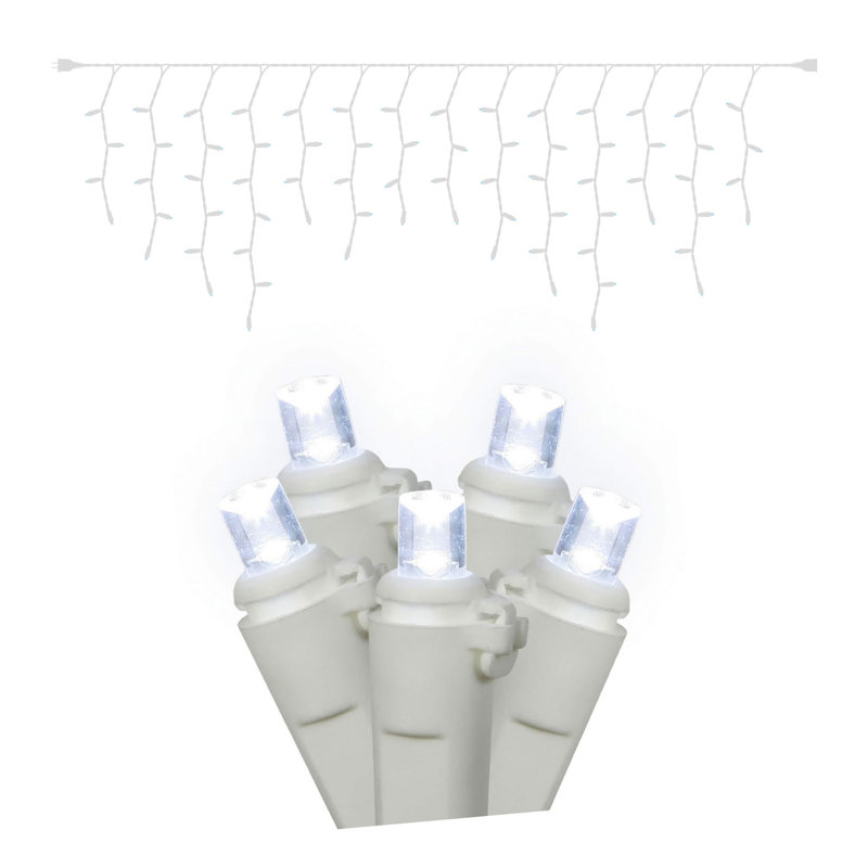 LED Single Mold Wide Angle Icicle Christmas light Set Blend, Cool White