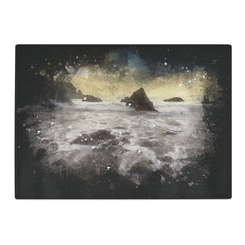 Beach View Paint Splash Chopping Board, 0.4cm H x 28.5cm W x 39cm L