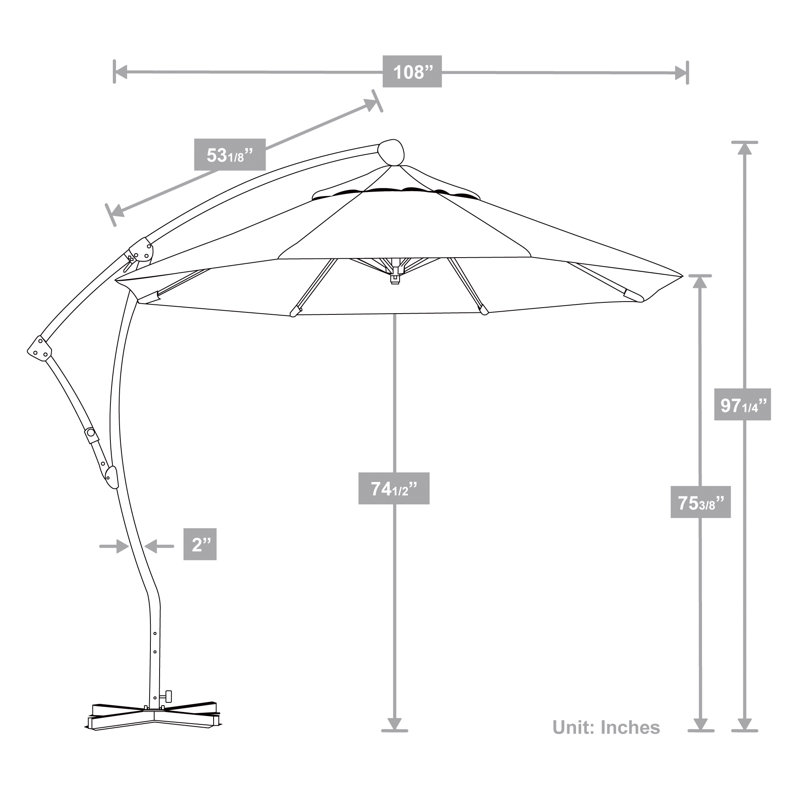 Parasol en porte-à-faux 9 pi 4 po, Palm Hunter - Pacifica Premium