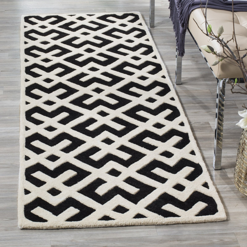 Geometric Wool Hand Woven Area Rug, Runner 69 x 213cm