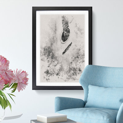Cracked Acoustic Guitar Watercolour - Picture Frame Graphic Art