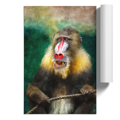 Mandrill Baboon Monkey Painting - Frameless Print