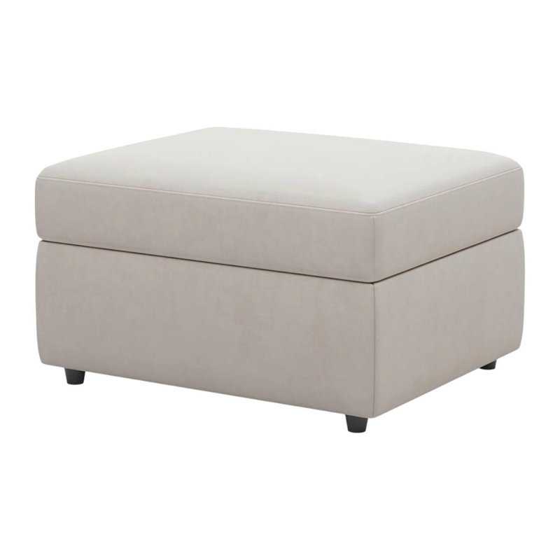 Repose-pieds 30 po en velours beige et noir avec rangement